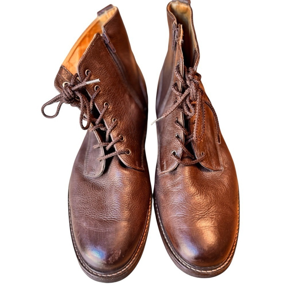 Saks Fifth Avenue Brown Pebbled Leather Chukka Boots Men's Size 12M Made Brazil - Picture 6 of 14